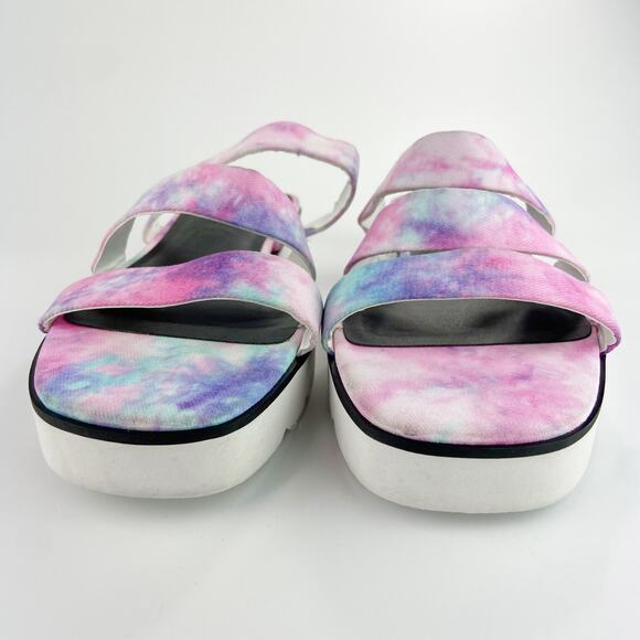 Rampage Ally Strappy Slide Sandals Size 8 Pink Purple Tie Dye Flatform Open Toe - Picture 6 of 10